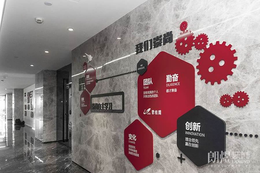 成都朗煜工装 文化办公装修设计，打造独具魅力的办公室文化墙效果图